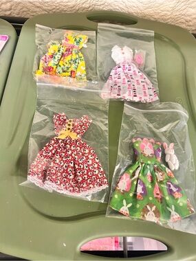 Pack of 4 Colorful Doll Dresses handmade